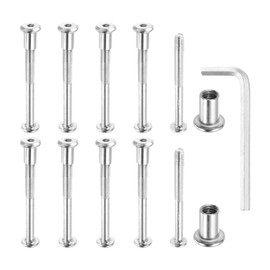 sourcing map Hex Drive Socket Cap Bolt, 5 Set Binding Screw Posts Fit for 3/8"(8mm) Hole Dia Male M8 x 70mm Carbon Steel Binding Bolts with Hex Wrench for Leather Scrapbook Furniture