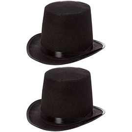 Rhode Island Novelty Black Felt Top Hat (2-Pack)
