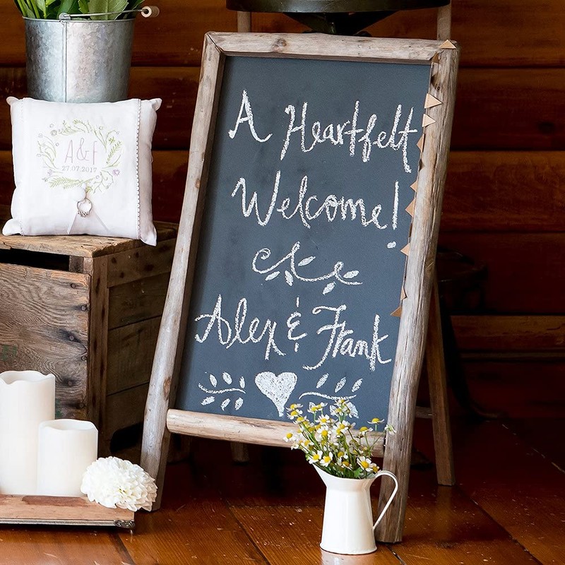 Weddingstar Self Standing Chalkboard Sign with Rustic Wood Frame