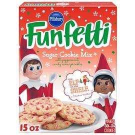 Pillsbury Funfetti The Elf on the Shelf Sugar Cookie Mix with Peppermint Candy Cane Sprinkles