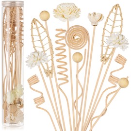 HFKPJRT 23Pcs Rattan Reed Diffuser Sticks Set, 10 Inch Natural Flower Reed Fragrance Diffuser, Unscented, for Home Office Decor