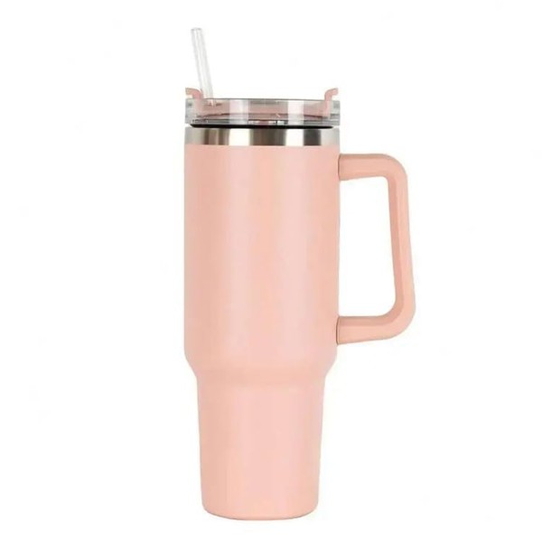 Stainless Steel Double Wall Insulated Travel Tumbler with Handle, 40