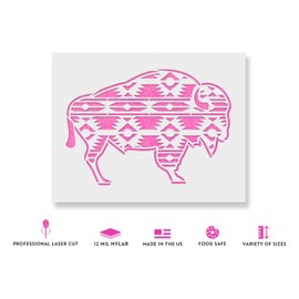 Aztec Buffalo Stencil - Reusable Stencils for Painting - Create DIY Aztec Buffalo Home Decor