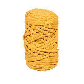 Rayher Braidy Recycling Yarn 42010166, Braided, 4 mm Diameter, Honey Yellow, 250 g Ball Approx. 65 m, Knitting Yarn, Crochet Yarn, Textile Yarn, Craft Yarn, Knotting Yarn, Macramé Yarn