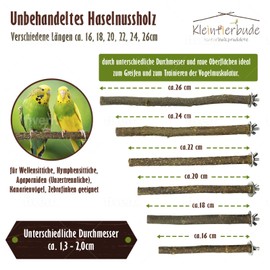 6 Natural Perches for Birds - Stainless Steel Attachment - Budgie Toy - Cockatiel Toy - Bird Toy