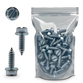 License Plate Screws - #14 x 3/4" Inch - Slotted Hex Head – for Vehicles (100 Pack)