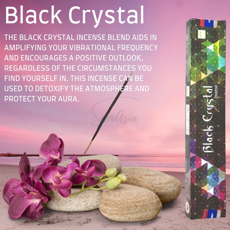 Satya Nag Champa Black Crystal Incense Sticks | x3 pack