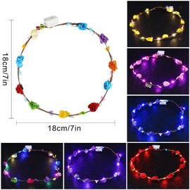 Sunshine smile 6 pieces luminous hair wreath flowers, hair wreath luminous, LED flower wreath headband, garland headband children, hair band with flowers girls, flower headband women's LED