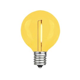 Novelty Lights 25 Pack G50 LED Light Bulbs, E17 C9 Intermediate Screw Base Shatterproof Outdoor String Lights Yellow Globe Bulbs, Edison Light Bulbs for Patio Decor, Yellow, 0.6 Watt