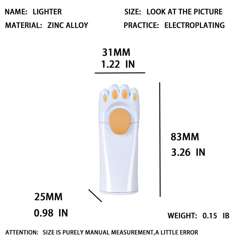 Cute Cat Butane Lighter, Creative Cat Paw, Refillable Butane Torch,