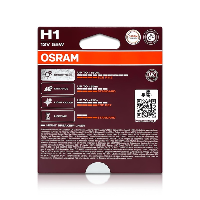 DAMA Automotive Lighting H1 Night Breaker Laser Halogen Headlight Bulbs