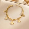 14K Gold Plated Stainless Steel Bracelets for Woman, Delicate Double-Layer