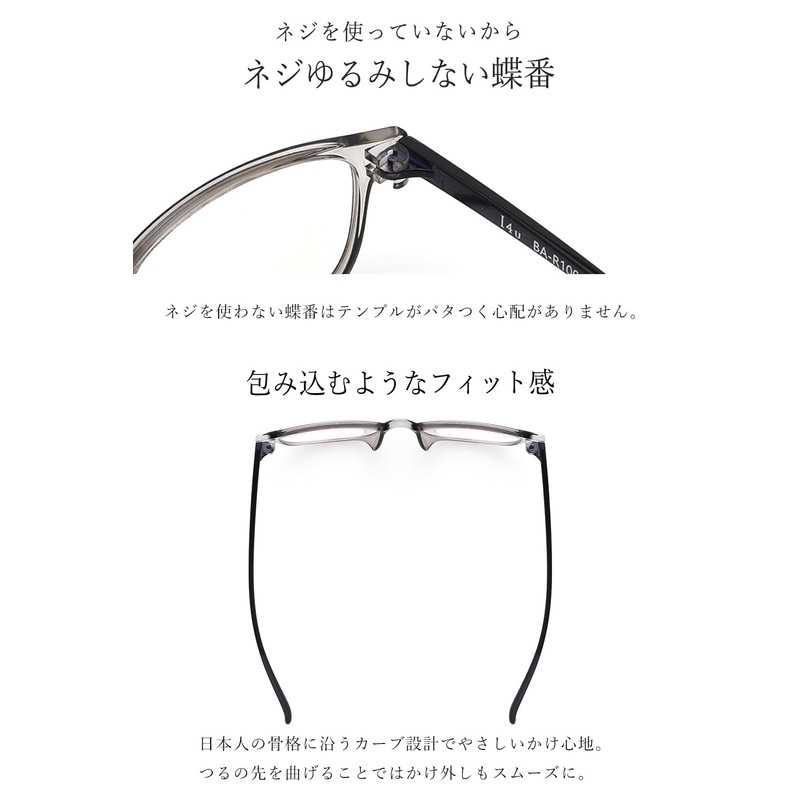 [eyeforyou] 老眼鏡 おしゃれ メンズ ブルーライトカット クリアグレー+1.50 BA-R1005-C2-D150