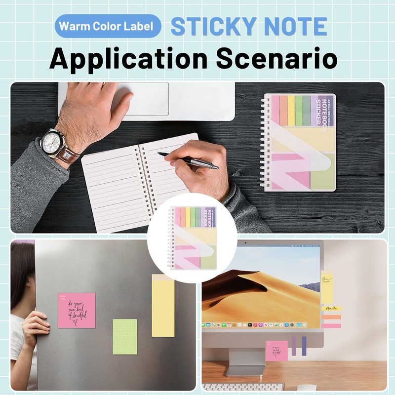 2-in-1 Sticky Notes Set - 220 Sheets Candy Color Sticky
