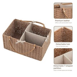 HBlife Organizador Caddy de Pañales para Bebé, Cestas de Almacenamiento de Cuerda de Papel, Contenedor de Guardería con Divisor Removible, Organizador Portátil de Coche para Pañales, Regalos de Baby