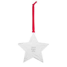 Things Remembered Engraved Silver Star Metal Ornament (Free Customization)
