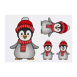 4 x 'Baby Penguin' Temporary Tattoos - Water Resistant, Skin-Safe, Non-Toxic Transfers, Mixed Sizes (TO00016249)