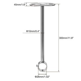 TOP-VIGOR Ceiling-Mount Bracket 25mm Dia, 300mm Height Wardrobe Pipe Bracket Shower Curtain Closet, Stainless Steel Wardrobe Rod Lever Support Holder Pipe Flange Socket 2Pcs