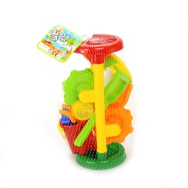 PowerTRC 2 Sets Sand Water Wheel Beach Toy Play Set for Kids | 3 Molds, Shovels, Bucket, Rakes & Sailboat (10 Pcs)