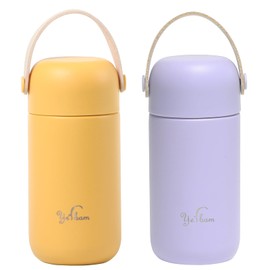 Yerbam 5.5oz Mini Tumbler Stainless Steel Vacuum Insulated Water Bottle Double Wall Thermos Flask Small Size BPA Free Leakproof (Periwinkle-Yellow Combo)