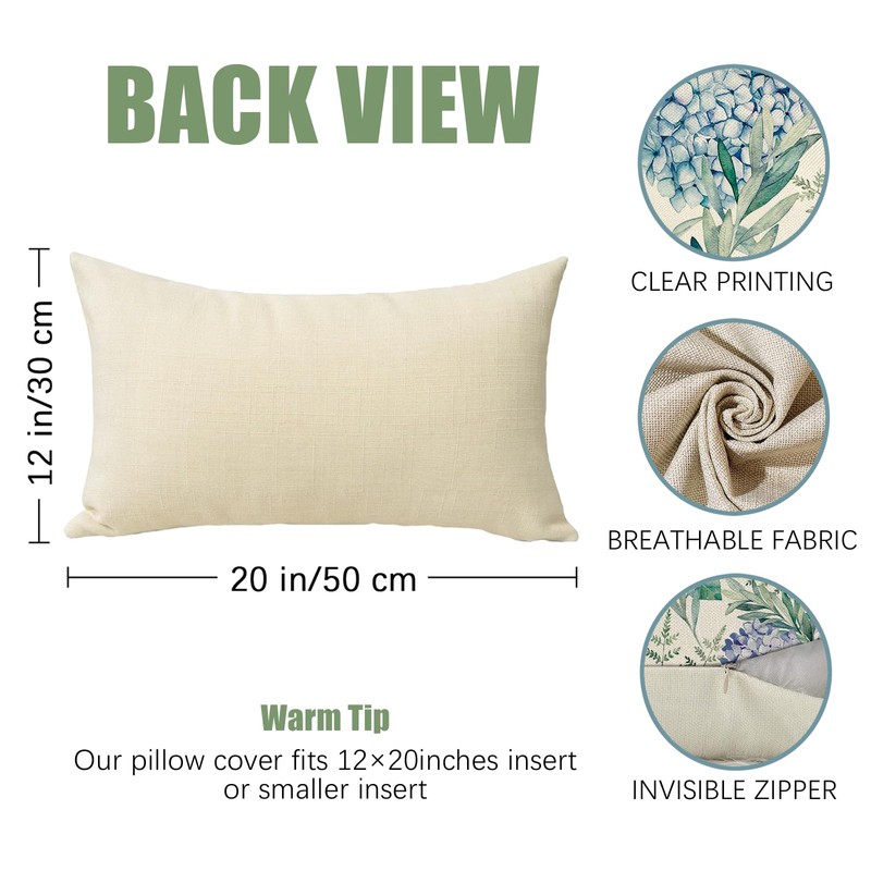 Fahrendom Hydrangea Flower Lumbar Decorative Rectangle Pillow Cover 12 x