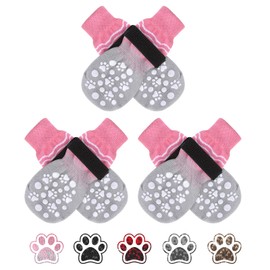 BINGPET Double Side Non-Slip Dog Socks for Hardwood Floors,6 PCS Dog Shoes with Adjustable Straps,Paw Protector for Pavement,Prevent Licking for Puppy Small Medium Large Dogs