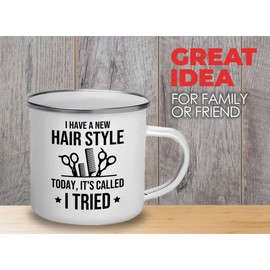 Flairy Land Hair Stylist Camper Mug 12oz - A New Hair Style - Hair Stylist Gift Beautician Hairdresser Salon Barber Hairdo Cosmetoloist Scissors Blower