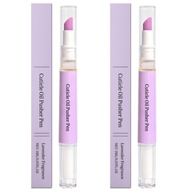 2 in 1 Cuticle Oil Pusher Pen for Nail Care - Moisturize, Strengthen & Repair Dry, Damaged Nails with Gentle Cuticle Remover, Lavender Scented, 0.07 fl oz (Purple,2 Pieces)