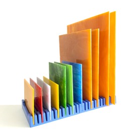 Stained Glass Storage Rack, Stained Glass Holder, 12 Slots (Blue, 1-Pack)