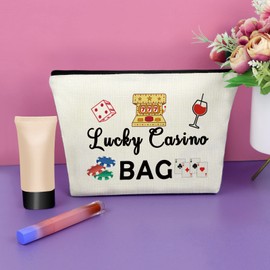Lucky Casino Gifts Casino Lover Gift Makeup Bag Gambling Gifts for Men Women Birthday Gift for Gambler Mothers Day Gift Cosmetic Bag Retirement Gift for Grandma Christmas Gifts for Casino Lover