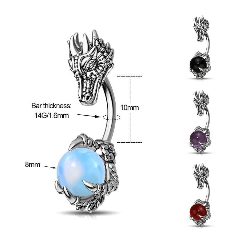 Oufer 14G Dragon and Claw Belly Button Ring - Color:
