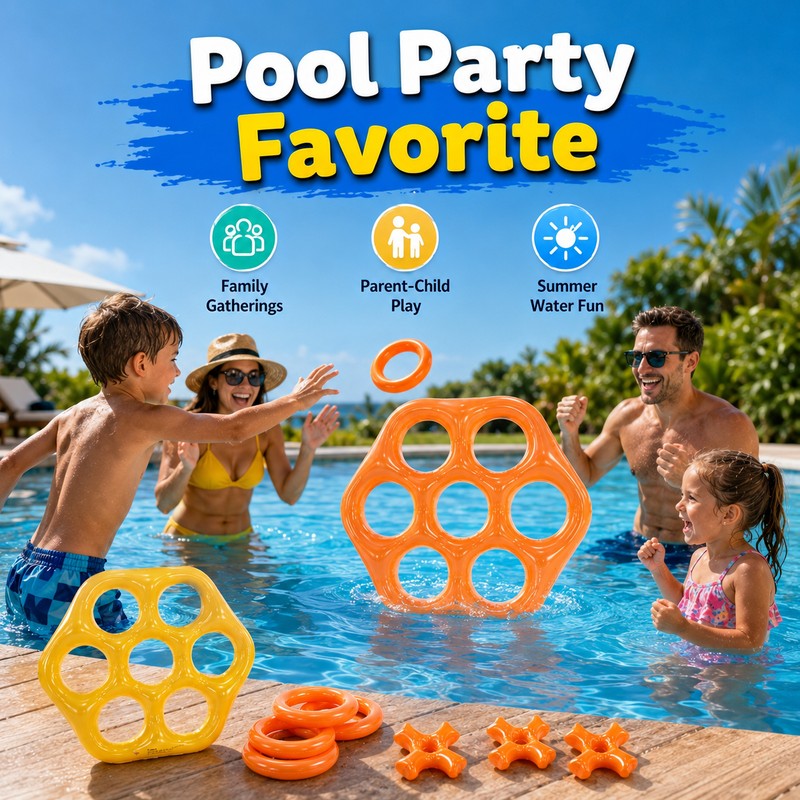 Inflatable Ring Toss Pool Game for Summer Fun – Hexagonal