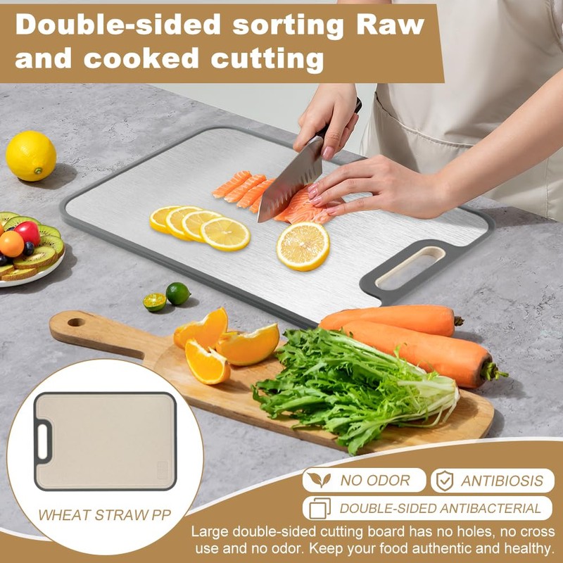 Cutting Boards for Kitchen, Rust-Resistant Double Sided Kitchen Cutting Board,
