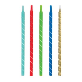 Assorted Bright Color Spiral Birthday Candles 5", 12 Ct.