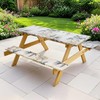 96x30 Picnic Table Cover with Bench Covers Waterproof Elastic Floral