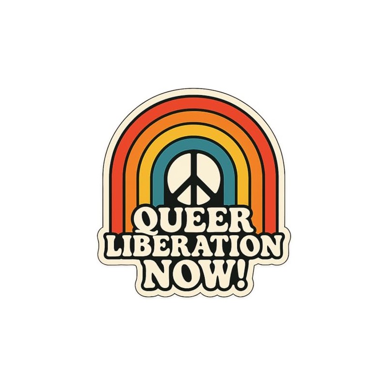 Pride Bold Retro Rainbow Peace Sign 70s Hippie Poster Sticker
