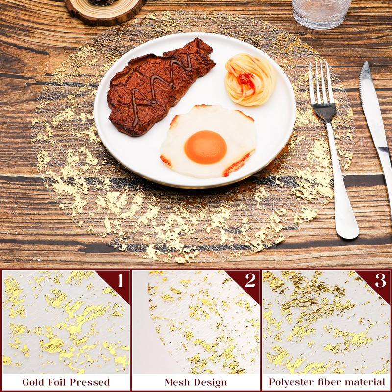 Disposable Gold Placemats Set of 16 Metallic 13 Inch Gold