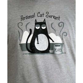 Personal Cat Servant | Funny Cat T-Shirt for Men Women, Perfect Cat Dad Shirt, Great for Cat Mom(Grey, 3X-Large)