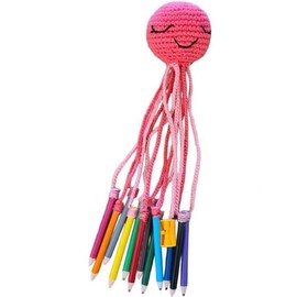 !! IDEAL PARA REGRESO A CLASES!! Pulpo para niños, hecho a mano, con 12 colores y zacapuntas ideal para sus tareas o pasa tiempos, resistente a los jalones, evita la perdida de los materiales de tu hijo con este pulpo organizador. (rosa).