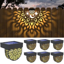 Gardsee Solar Fence Lights 6 Pack Solar Deck Lights Waterproof LED Solar Powered Step Lights Wall Lights Outdoor Decorations Warm Yellow Light Decorative Lighting for Garden, Front Door, Backyard