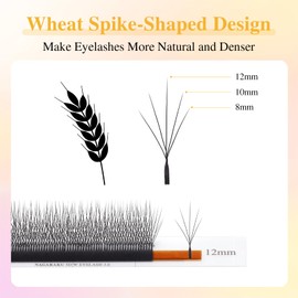 NAGARAKU NAGARAKU 5D W Shape Eyelash Extension VERSION 3.0 lash Supplies Natural Soft Volume 0.07mm C curl 13mm Premade Fans PBT Matte Black Cluster W Lash Easy Fanning False Lashes yy Lashes Wheat Spike Shape