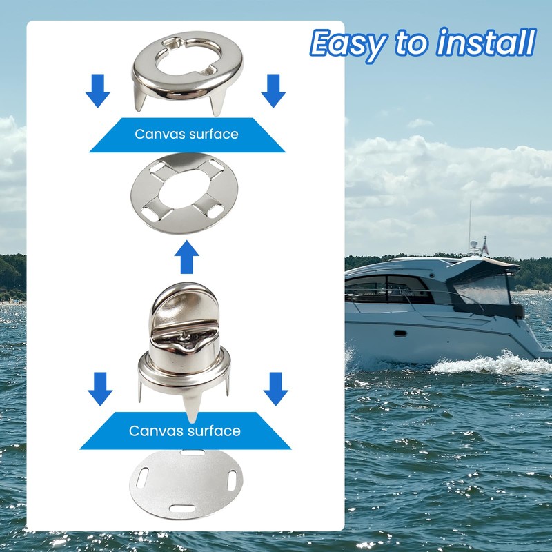 Marine Grade Turn Button Fastener Kits with Eyelet Bases Screws,