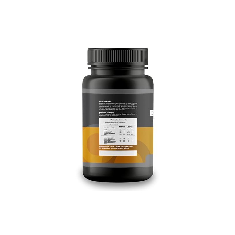 Berberina Complex | Berberina, Curcuma y Piperina | Suplemento Alimenticio