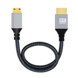 NFHK 4K 60hz HDMI 2.0 Male to Mini HDMI Type-C Male Cable with Sleeve Straight Connector for HDTV Computer Laptop Monitor 200CM