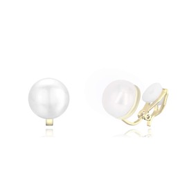 QUKE Simulated Freshwater Pearl Clip On Earrings Not Pierced Stud Earrings for Women Girls, ABS bead