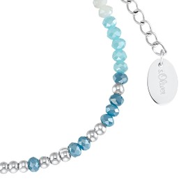 s.Oliver Armband Edelstahl Damen Armschmuck, mit Glasperle, 16+4 cm, Silber, Kommt in Schmuck Geschenk Box, 2031478