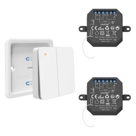 LoraTap Wireless Switch Set Radio Receiver with Wireless Wall Switch Including Magnetic Wall Mount 230 V (2 Channel)