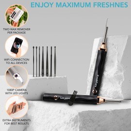Ear Wax Removal Tool with Camera and Light - 2-Piece Wireless Ear Cleaning Kit for Adults and Children - Safe and Gentle 1080P HD Ear Wax Cleaning Kit for iPhone and Android