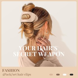 Tumurup Flat Hair Clip - Pack of 4 Flat Hair Clips Women's Large - Lightweight, Non-Slip & Stylish, Perfect French Flat Claw Clip for Thick or Thin Hair, Everyday Life, Sports or Driving (Leopard)