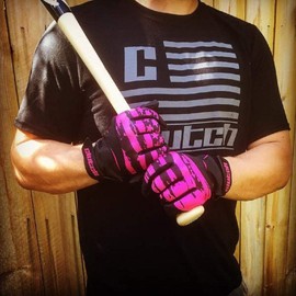 Clutch Sports Apparel Pink American Flag Baseball and Softball Batting Gloves - Super Grip Finger Fit, Adults & Youth - Performance Mesh & Perforated Sheep Skin Palm (Pink, X-Large)